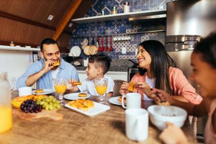 Latino family having breakfast in Richmond VA